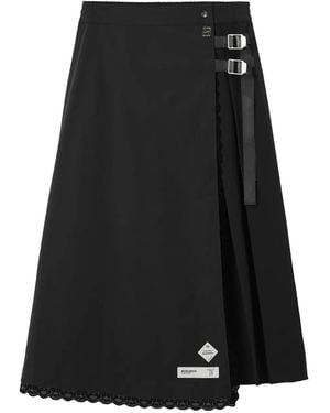 Musium Div. Falda Midi Con Ribete De Encaje - Negro