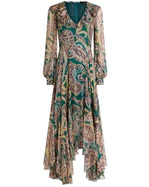 Etro Paisley Ruffled Maxi Dress - Green