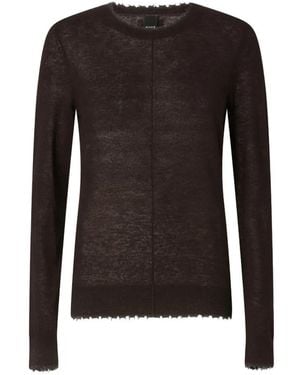 Pinko Distressed Semi-Sheer Top - Black