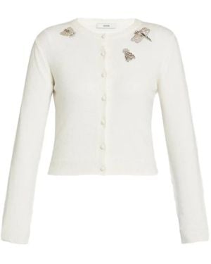 Erdem Embellished Crew-Neck Cardigan - White