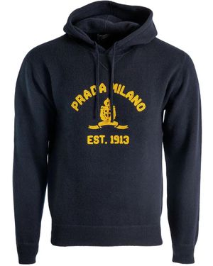 Prada Hoodie Met Geborduurd Logo - Blauw
