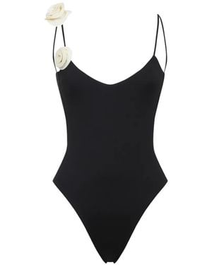 LaRevêche Bañador con aplique floral - Negro