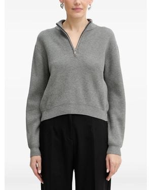 Guess Harley Zip Ribbed Jumper - Grey
