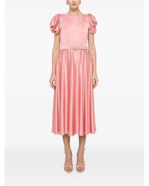 Nissa Robe Mi-Longue En Viscose À Taille Ceinturée - Pink