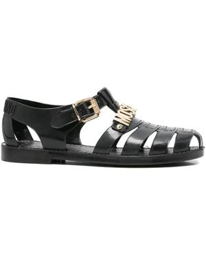 Moschino Logo-plaque Buckle Sandals - Black