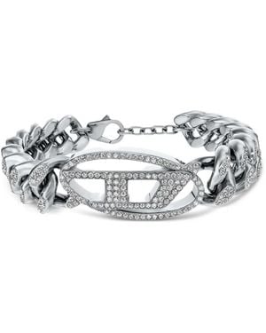 DIESEL Oval D Crystal-Embellished Bracelet - White