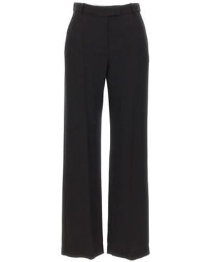 Eleventy Pressed-Crease Silk Tailored Pants - Black