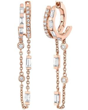 SHAY Diamond Fringe huggie Earrings - White