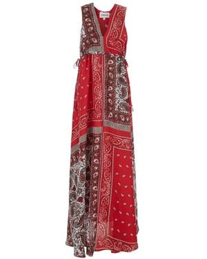 P.A.R.O.S.H. V-Neck Paisley Maxi Dress - Red