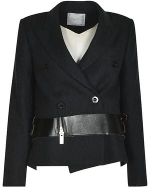 Sacai Double-breasted Belted Blazer - Black