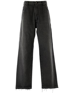 SAINT Mxxxxxx Frayed-Hem Wide-Leg Jeans - Black