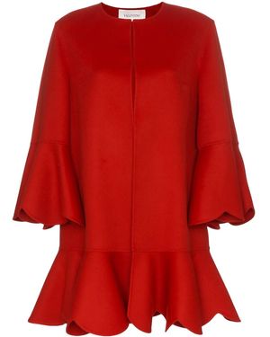 Valentino Garavani Collarless Ruffled Coat - Red