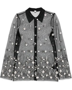 TOTEME Floral-Embroidered Shirt - Gray