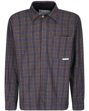 GR10K Plaid Snap-Button Overshirt - Blue