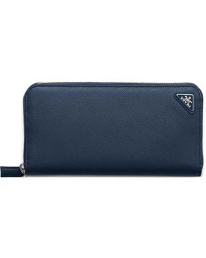 Prada Portefeuille Zippé À Logo - Bleu