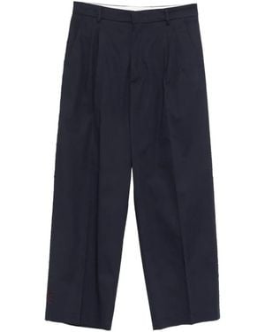 Amaranto Pantalon Droit À Design Plissé - Blue