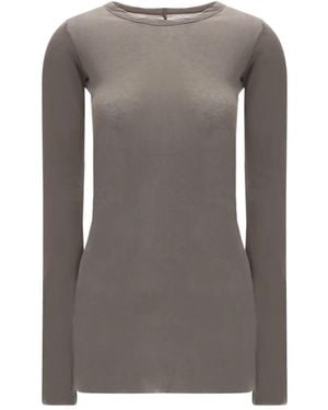 Rick Owens Long-Sleeve Unstitched-Hem T-Shirt - Grey