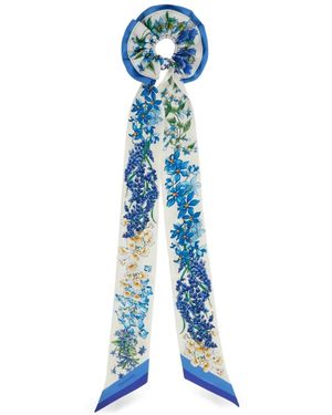 Ferragamo Haargummi Aus Seide Mit Blumenprint - Blau