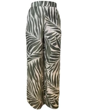 Pennyblack Palm-Leaf-Print Palazzo Trousers - White