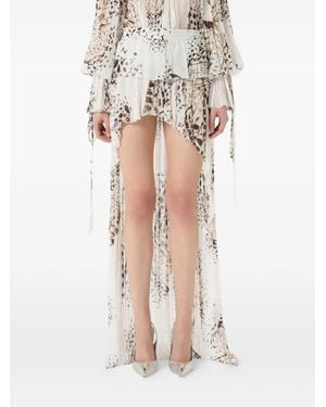 Blumarine Georgette Butterfly-Print Skirt - White