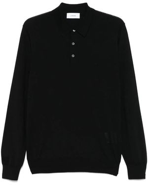 Lardini Fein gestricktes Poloshirt - Schwarz