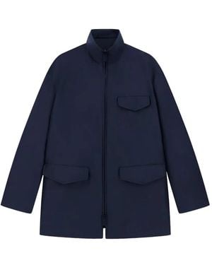 Giorgio Armani Zip-Up High-Neck Coat - Blue