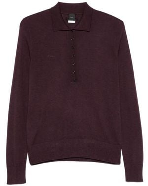Pinko Vadus Fine-Knit Polo Top - Purple