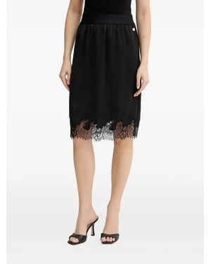 Joop! Falda Midi Con Encaje - Negro