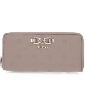 Guess Anise Logo-Embossed Zip-Around Wallet - Gray