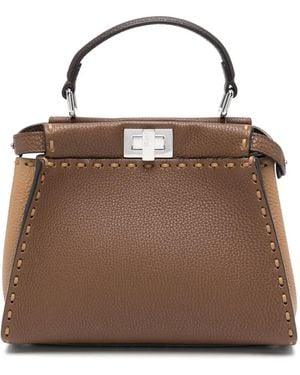 Fendi Peekaboo Mini Leather Mini Bag - Brown