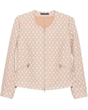 Betty Barclay Geometric-Print Zip-Up Jacket - Natural
