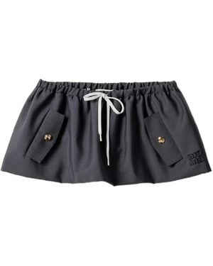Miu Miu Falda Bonded con cordones - Negro