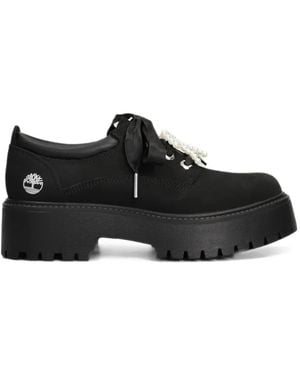 Timberland Stone Street Faux-Pearl-Embellished Platform Lace-Up Shoes - Black