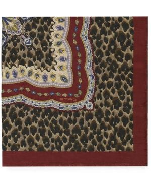 Etro Paisley Leopard-Print Scarf - Metallic