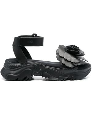 N°21 Rose-Appliqué 60Mm Leather Sandals - Black