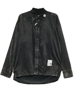 Maison Mihara Yasuhiro Acid-Wash Logo-Patch Shirt - Black