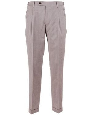 Berwich Retrolong Pleated Tailored Pants - Gray