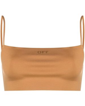 Off-White c/o Virgil Abloh Logo-Print Cropped Vest - Brown