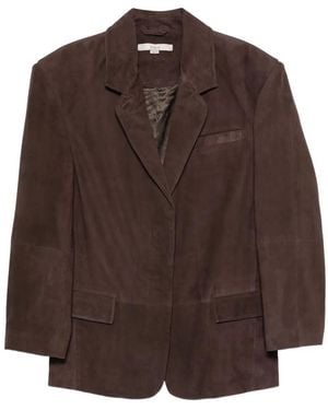 Remain Suede Single-Breasted Blazer - Brown