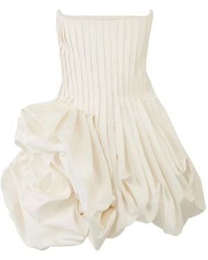 Carolina Herrera Pleated Mini Dress - Natural