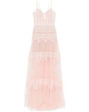 Saiid Kobeisy Lace Long Dress - Pink