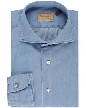 Borriello Spread-Collar Denim Shirt - Blue