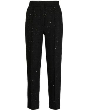 Elie Saab Sequinned High-Waist Cropped Trousers - Black