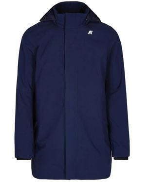 K-Way Logo-Patch Hooded Jacket - Blue