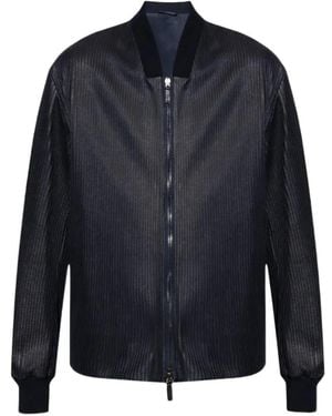 Giorgio Armani Zip Ribbed Jacket - Blue