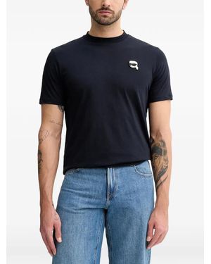 KARL LAGERFELD Crewneck Logo-Motif T-Shirt - Blue
