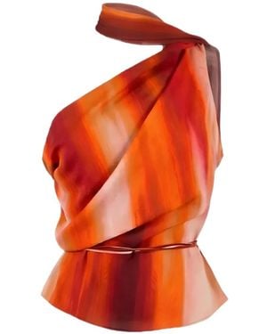 LAQUAN SMITH Scarf-Detail One-Shoulder Top - Orange