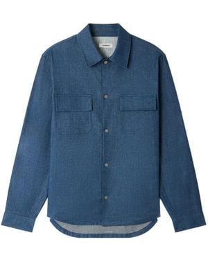 Sandro Denim-Effect Cotton And Linen Shirt - Blue