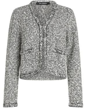 KARL LAGERFELD Bouclé-Knit Cardigan - Grey