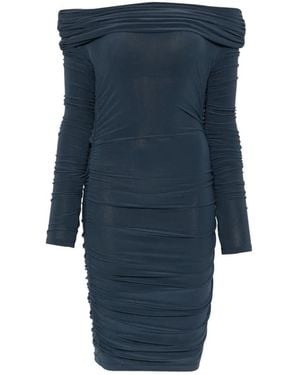 Patrizia Pepe Ruched Off-The-Shoulder Mini Dress - Blue